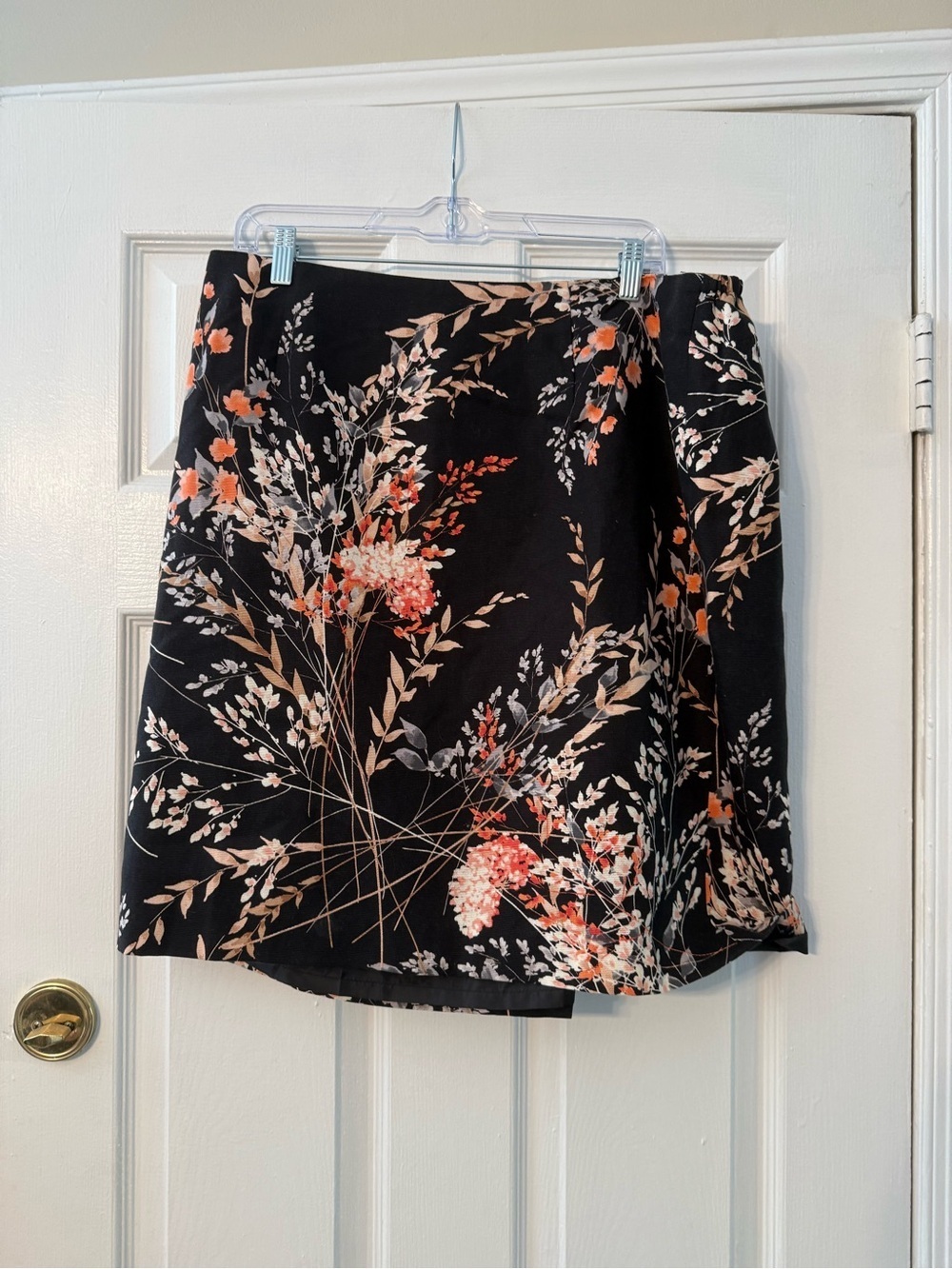 Floral Mini Skirt - Black with Coral & Cream Floral
